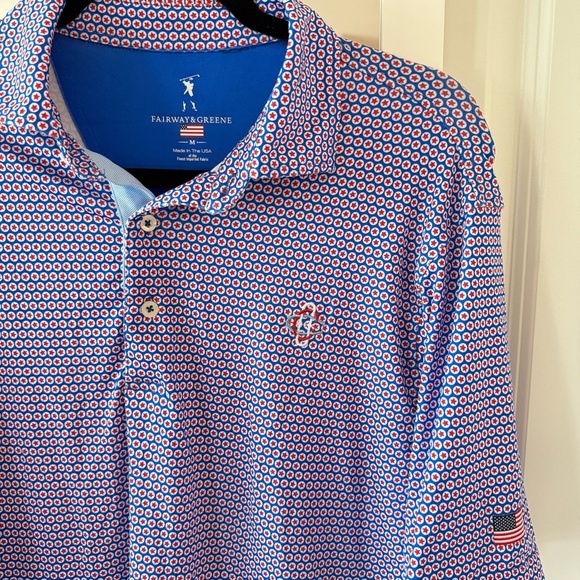 Fairway & Greene Patriotic Geo Print Golf Polo – Men’s Size M - Picture 2 of 6